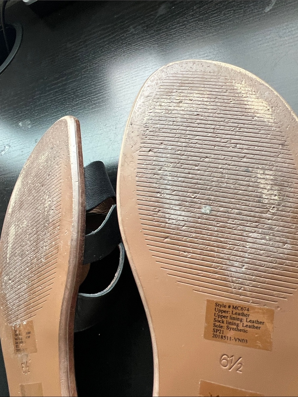 Madewell The Wave Slide Sandal in Vachetta Leather black tan size 6.5 - Picture 7 of 7